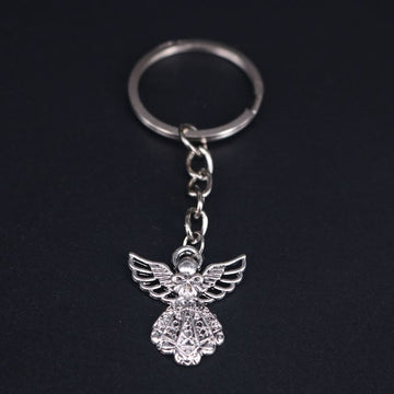 New Antique Silver Plated Big Guardian Angel Pendant Key Chain Jewelry Key Rings