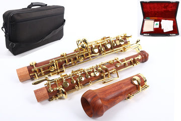 Professional Oboe C Key Left F Resonance Rosewood Body Golden Plated Key Professional Oboe Case #04